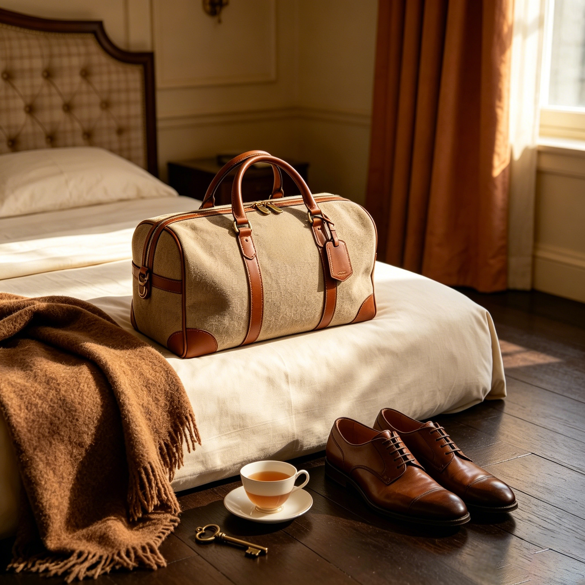Canvas Leather Weekend Duffel Bag for Short Travel