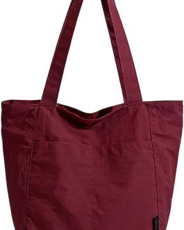 Lightweight Nylon Tote Bag, Medium Work Bag with Zipped Compartment, Fits 13″ Laptop, Water Bottle Pockets, Machine Washable, Everyday Gym Travel Tote