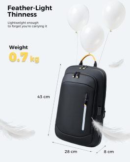 15.6 Inch Slim Business Travel Laptop Backpack with USB Charging Port, Expandable Water-resistant Lightweight Computer Bag