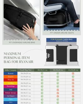 40x30x20 Underseat Cabin Backpack, 24L Flight Bag with Anti-Theft