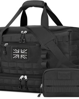 Tactical Travel Duffle Bag with Multiple Compartments, Shoe Pocket, Wet Pocket & Overnight Holdall