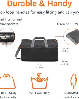 20″ Foldable Nylon Duffel Bag for Travel/Storage with Zipped Pockets, 30 lbs Capacity