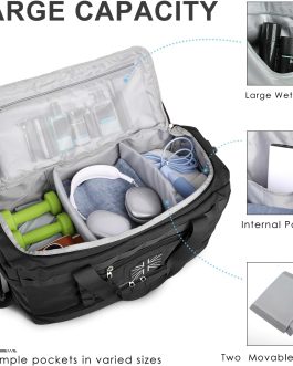 Tactical Travel Duffle Bag with Multiple Compartments, Shoe Pocket, Wet Pocket & Overnight Holdall