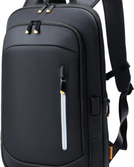 15.6 Inch Slim Business Travel Laptop Backpack with USB Charging Port, Expandable Water-resistant Lightweight Computer Bag