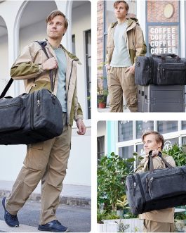 70L Large Canvas Travel Holdall – Expandable Duffel Bag – Extra Spacious Weekend Bag for Holidays, Gym & Long Trips