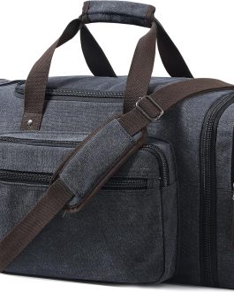 70L Large Canvas Travel Holdall – Expandable Duffel Bag – Extra Spacious Weekend Bag for Holidays, Gym & Long Trips